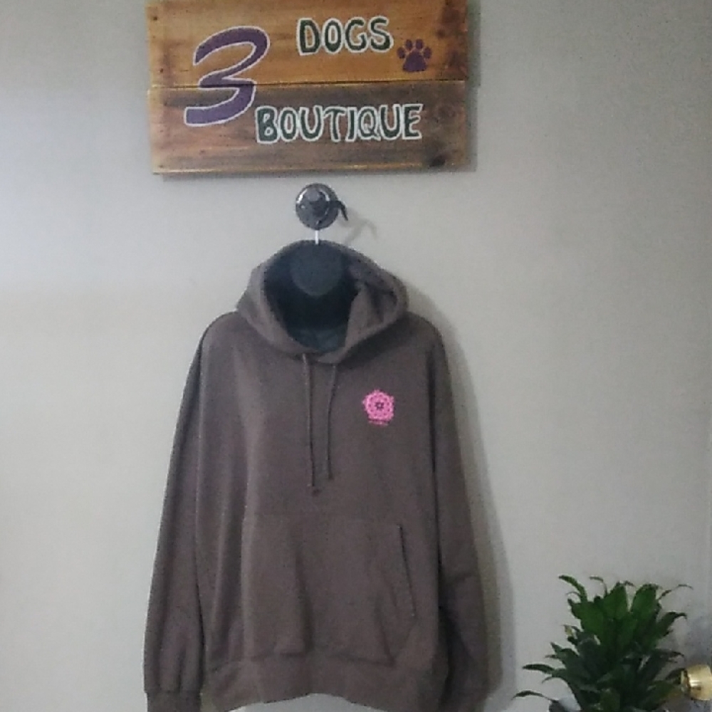 Natural Life Brown Hoodie with Pink Logo